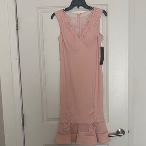 Aidan Mattox Blush Floral Midi Dress